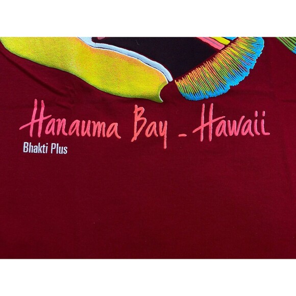 Vintage Hawaii Fish Size Large L Red Puff Print T Shirt Single Stitch - Picture 7 of 12